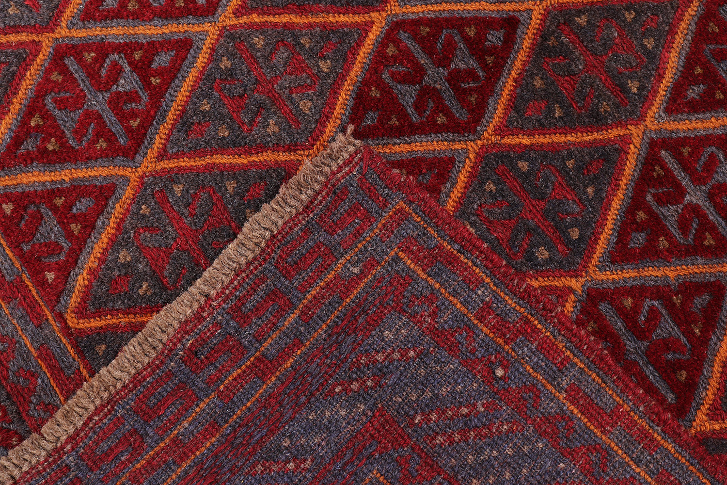 4' x 4'  Red Handmade Mashwani Afghan Rug Square
