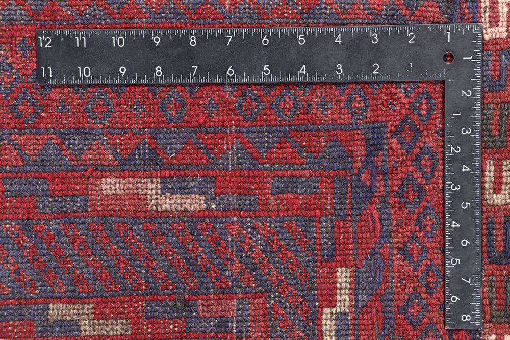 4' x 4'  Red Handmade Mashwani Afghan Rug Square