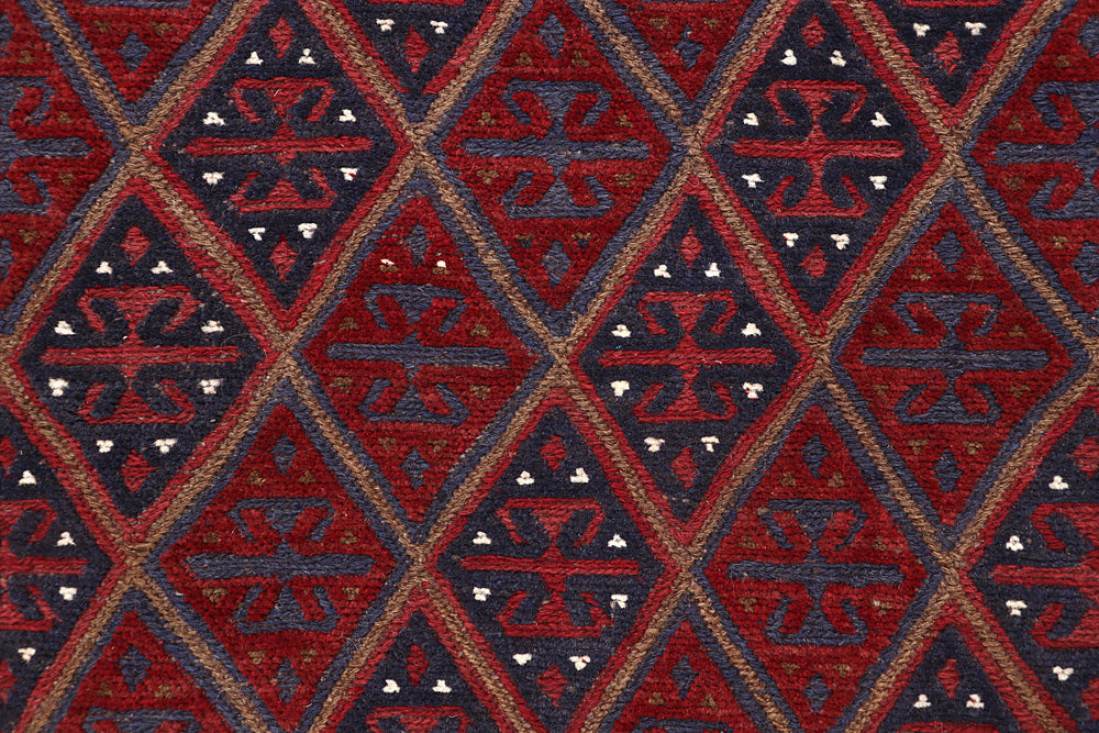 4' x 4'  Red Handmade Mashwani Afghan Rug Square