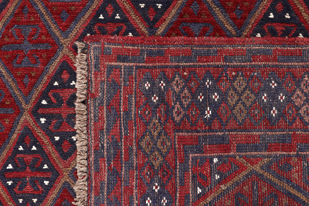 4' x 4'  Red Handmade Mashwani Afghan Rug Square