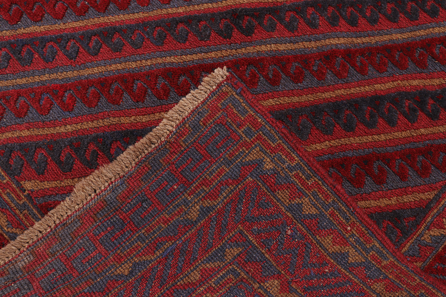 4' x 4'  Red Handmade Mashwani Afghan Rug Square