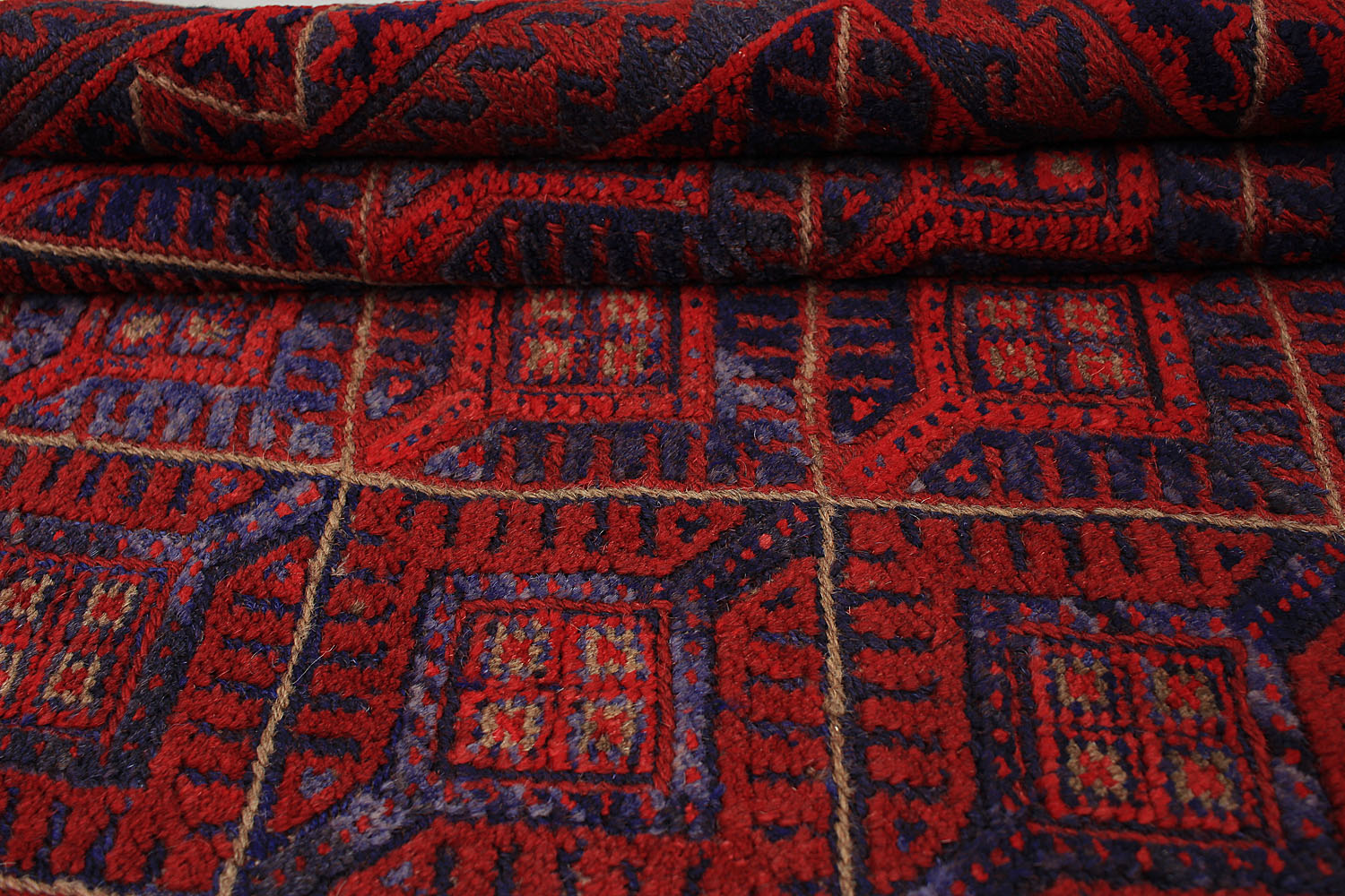 4' x 4'  Red Handmade Mashwani Afghan Rug Square