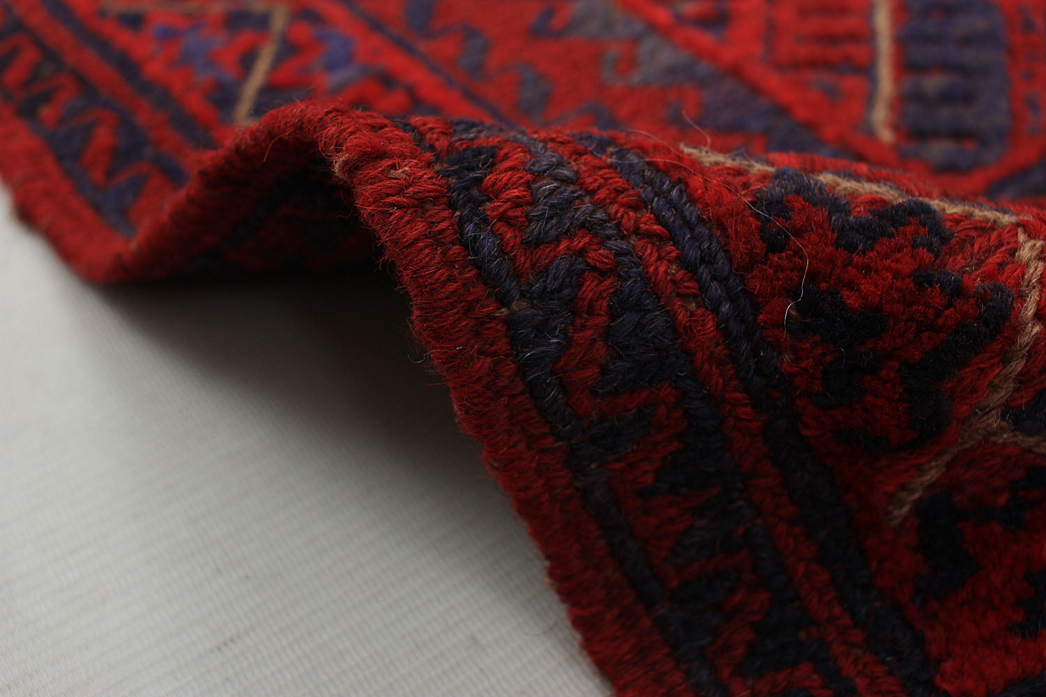 4' x 4'  Red Handmade Mashwani Afghan Rug Square