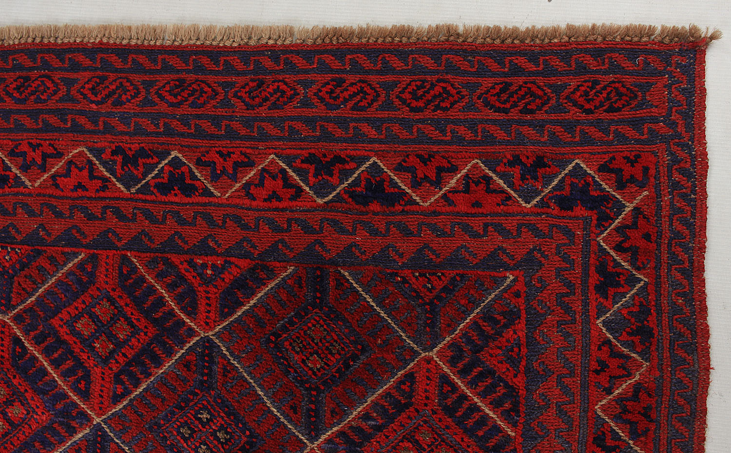 4' x 4'  Red Handmade Mashwani Afghan Rug Square
