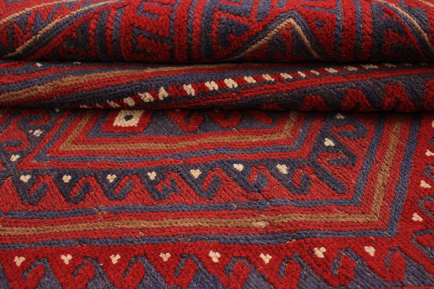 4' x 4'  Red Handmade Mashwani Afghan Rug Square