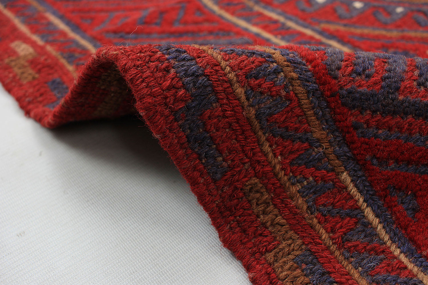 4' x 4'  Red Handmade Mashwani Afghan Rug Square
