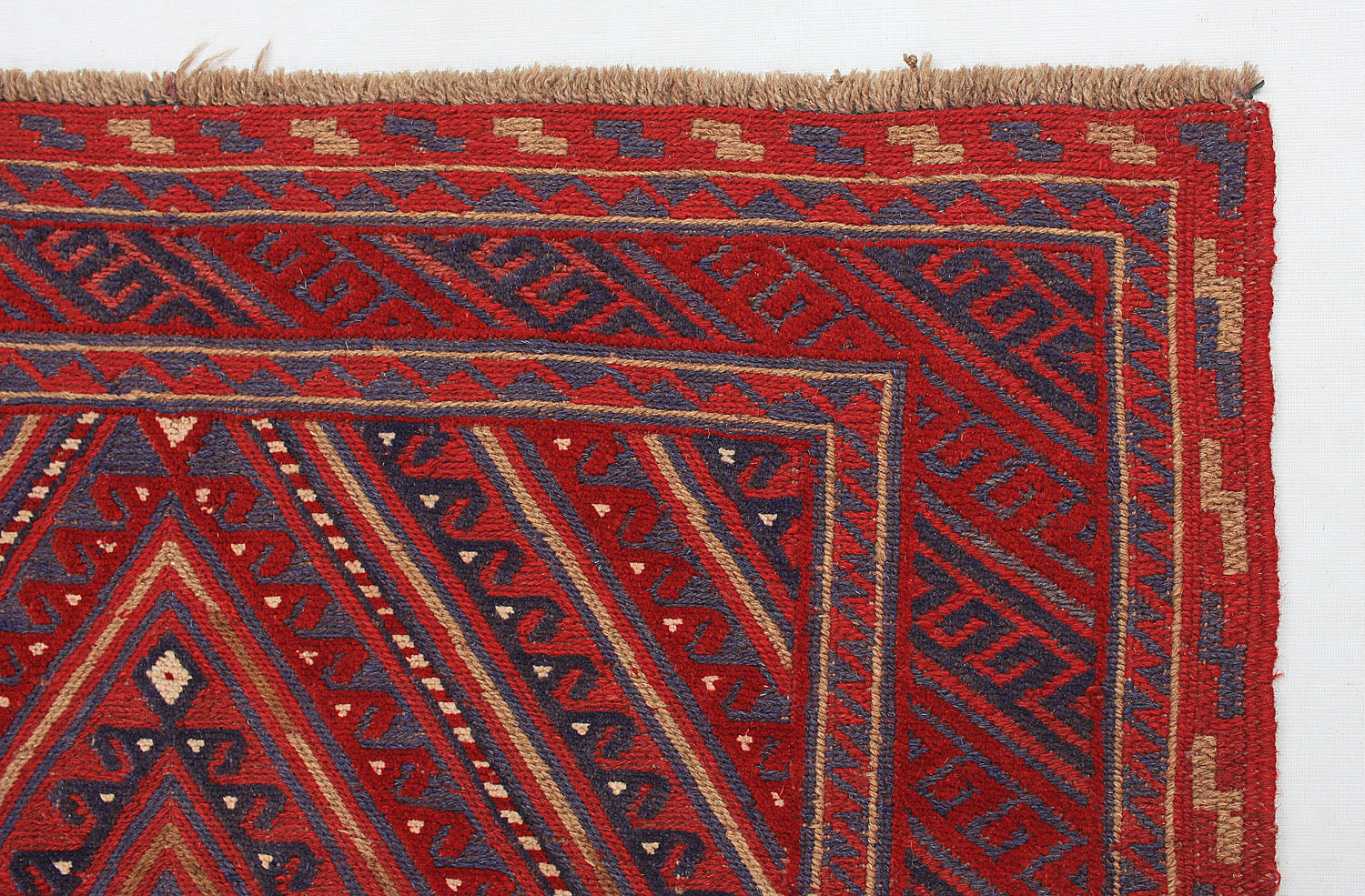 4' x 4'  Red Handmade Mashwani Afghan Rug Square