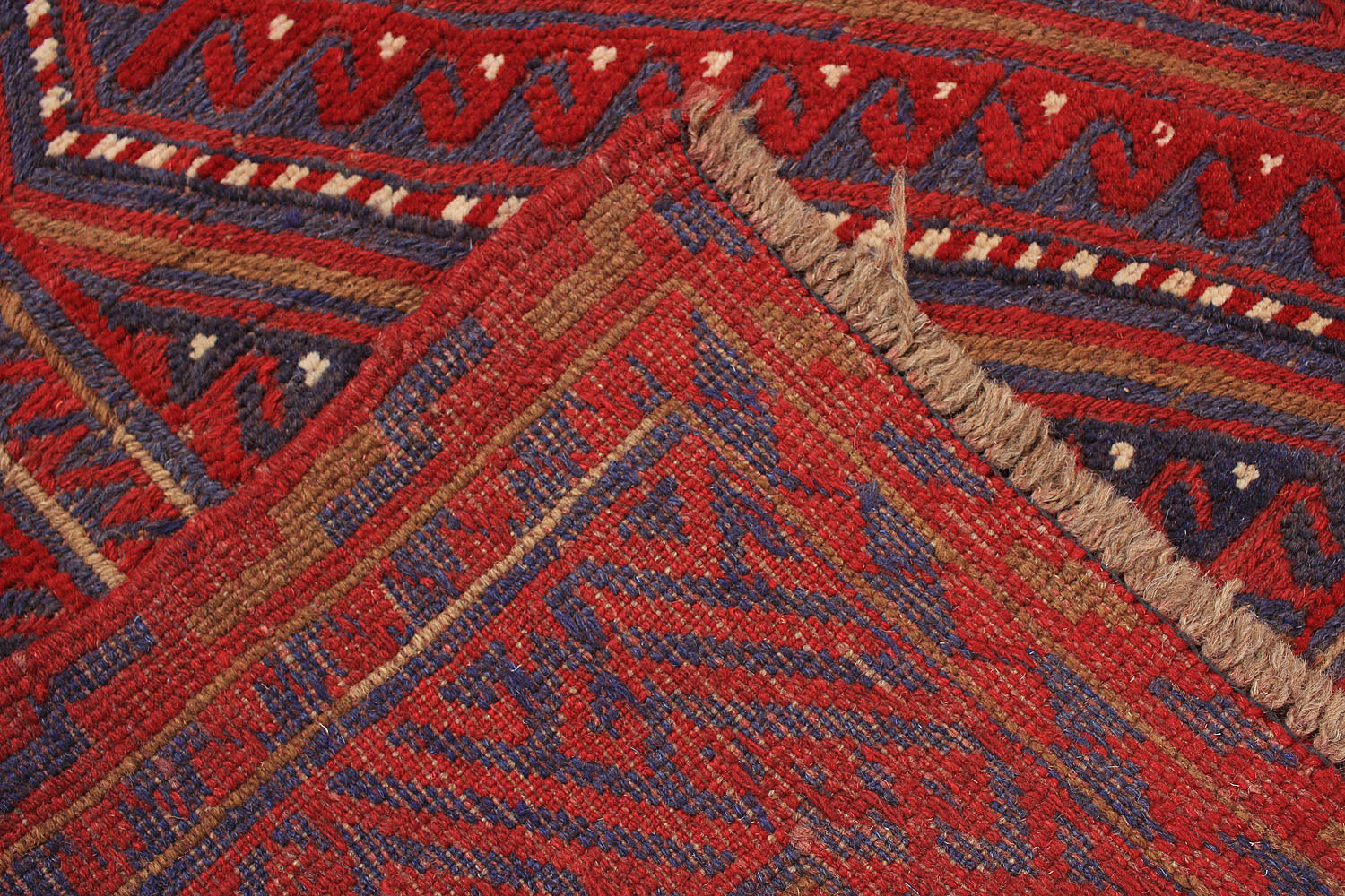 4' x 4'  Red Handmade Mashwani Afghan Rug Square