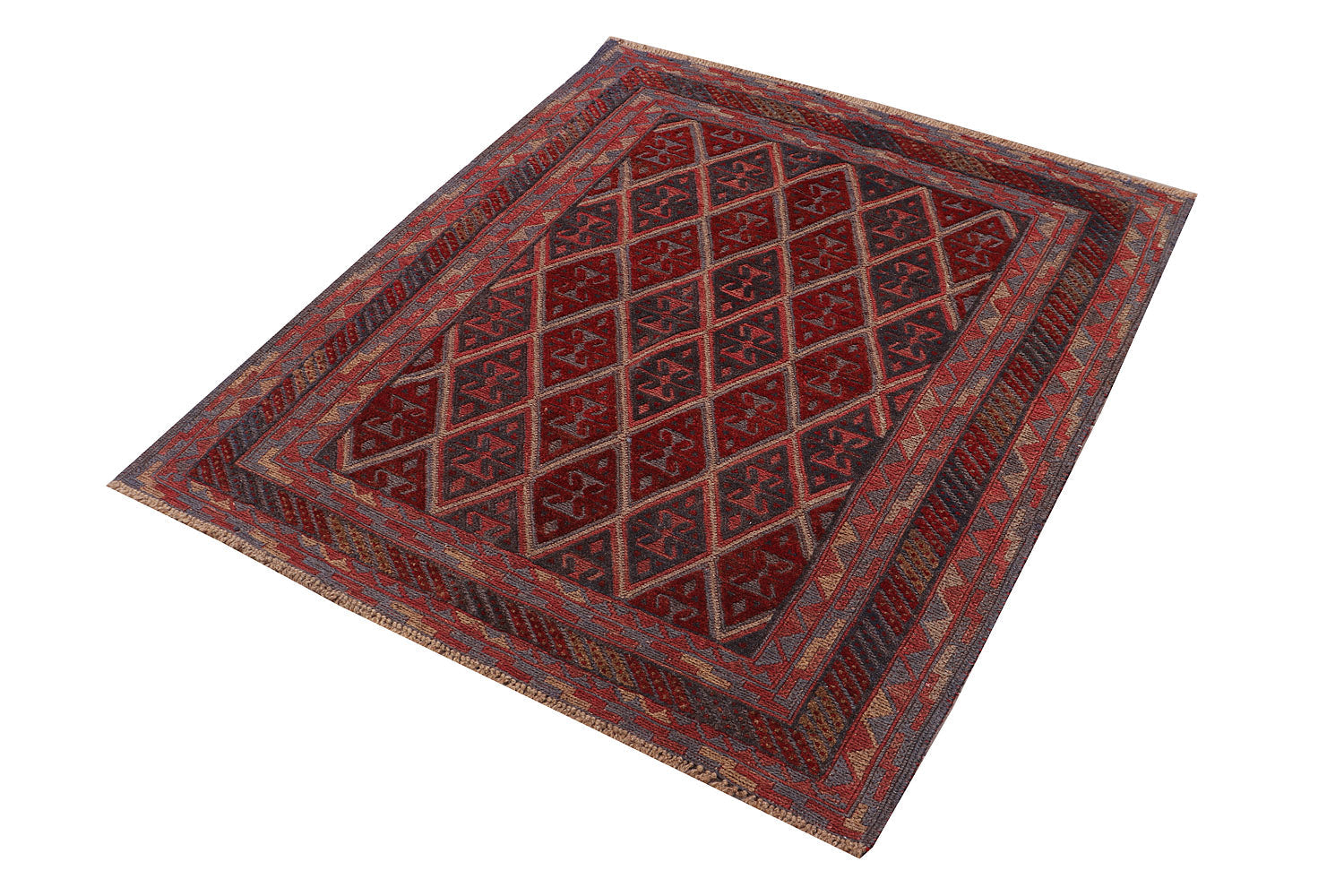 4' x 4'  Red Handmade Mashwani Afghan Rug Square