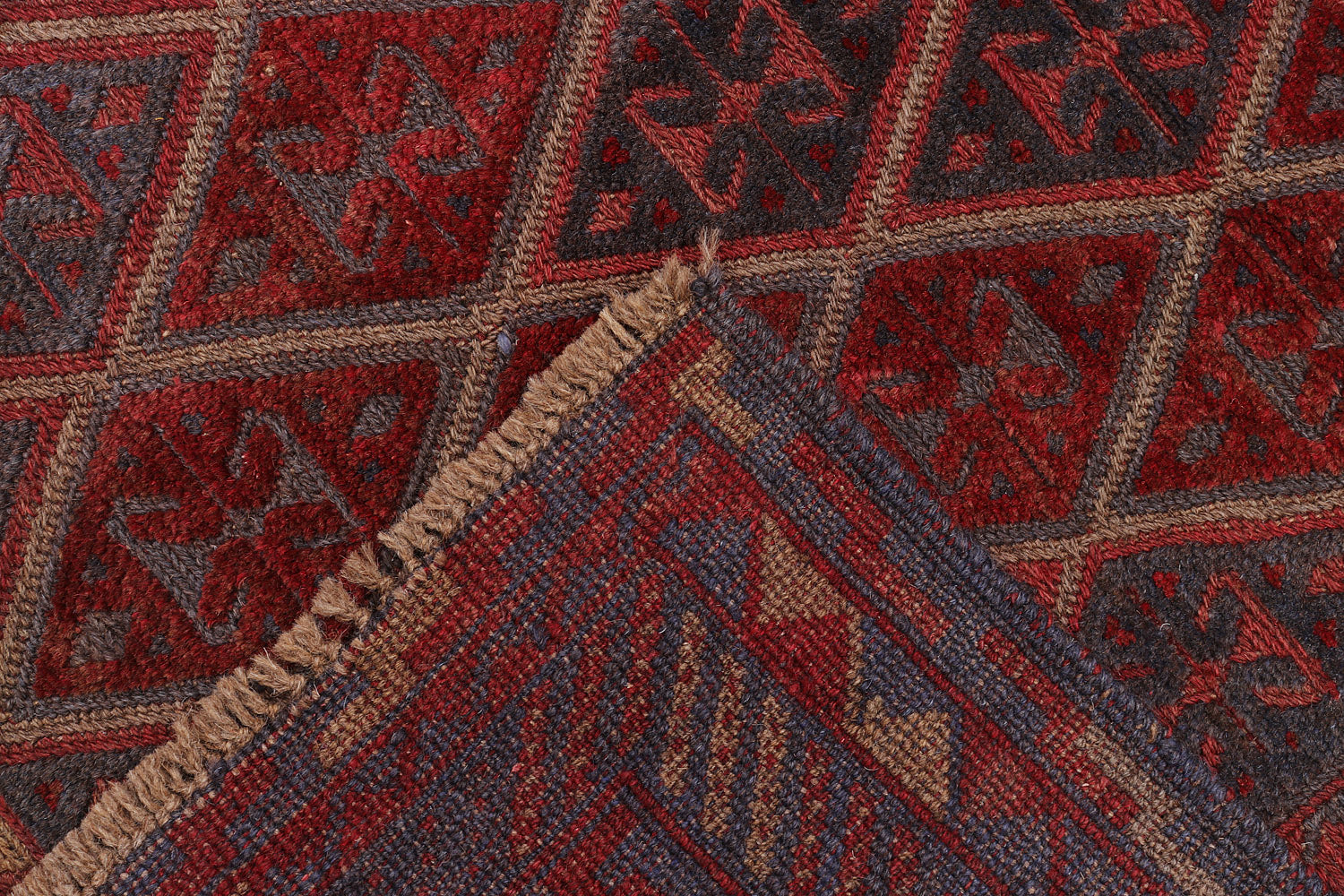 4' x 4'  Red Handmade Mashwani Afghan Rug Square