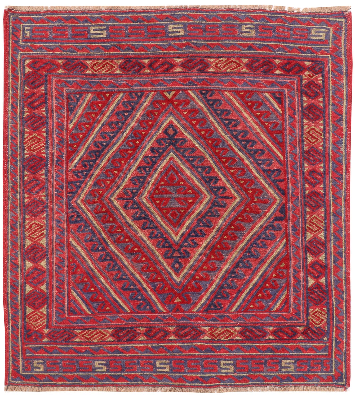 4' x 4'  Multy Handmade Mashwani Afghan Rug Square