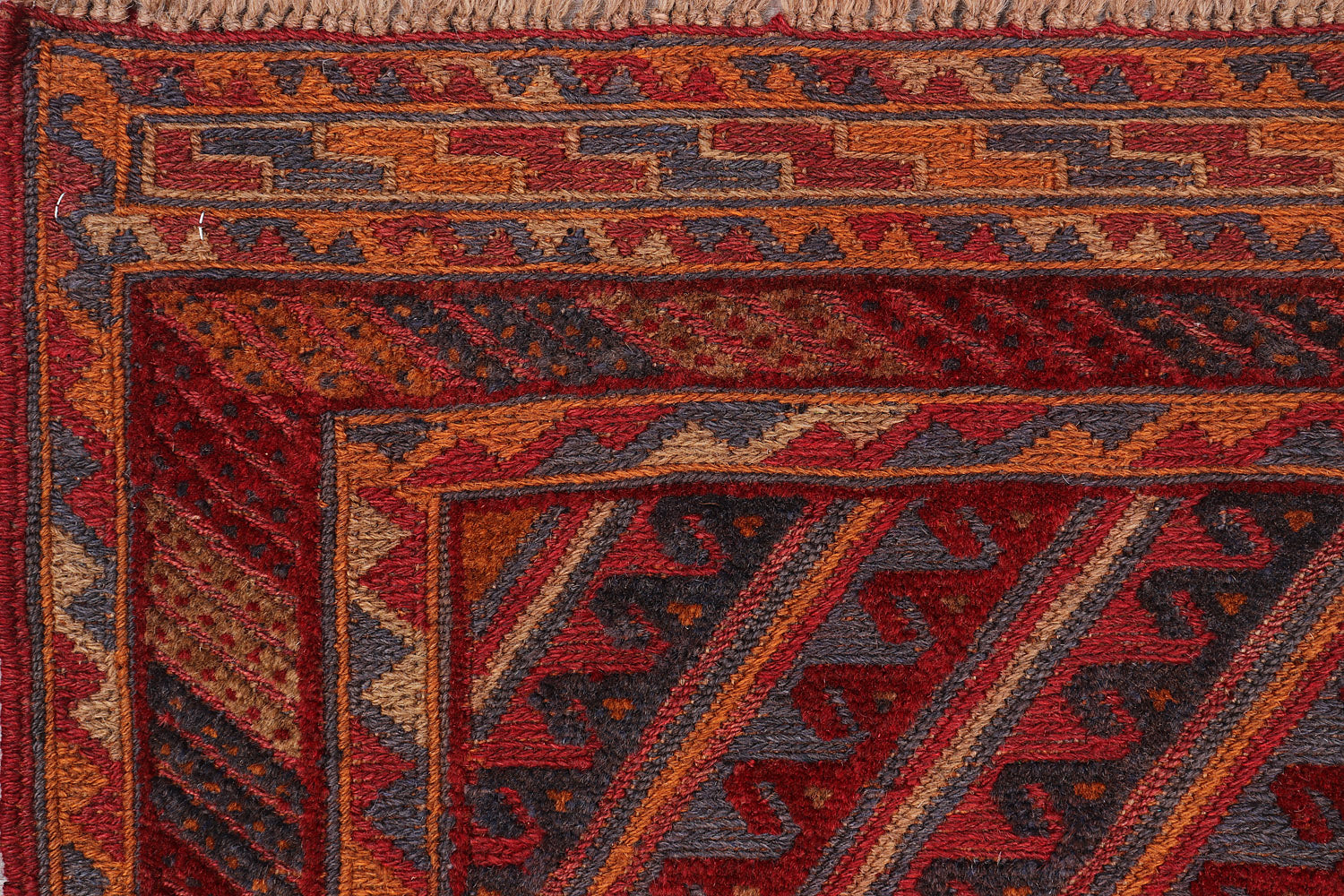 4' x 4'  Red Handmade Mashwani Afghan Rug Square