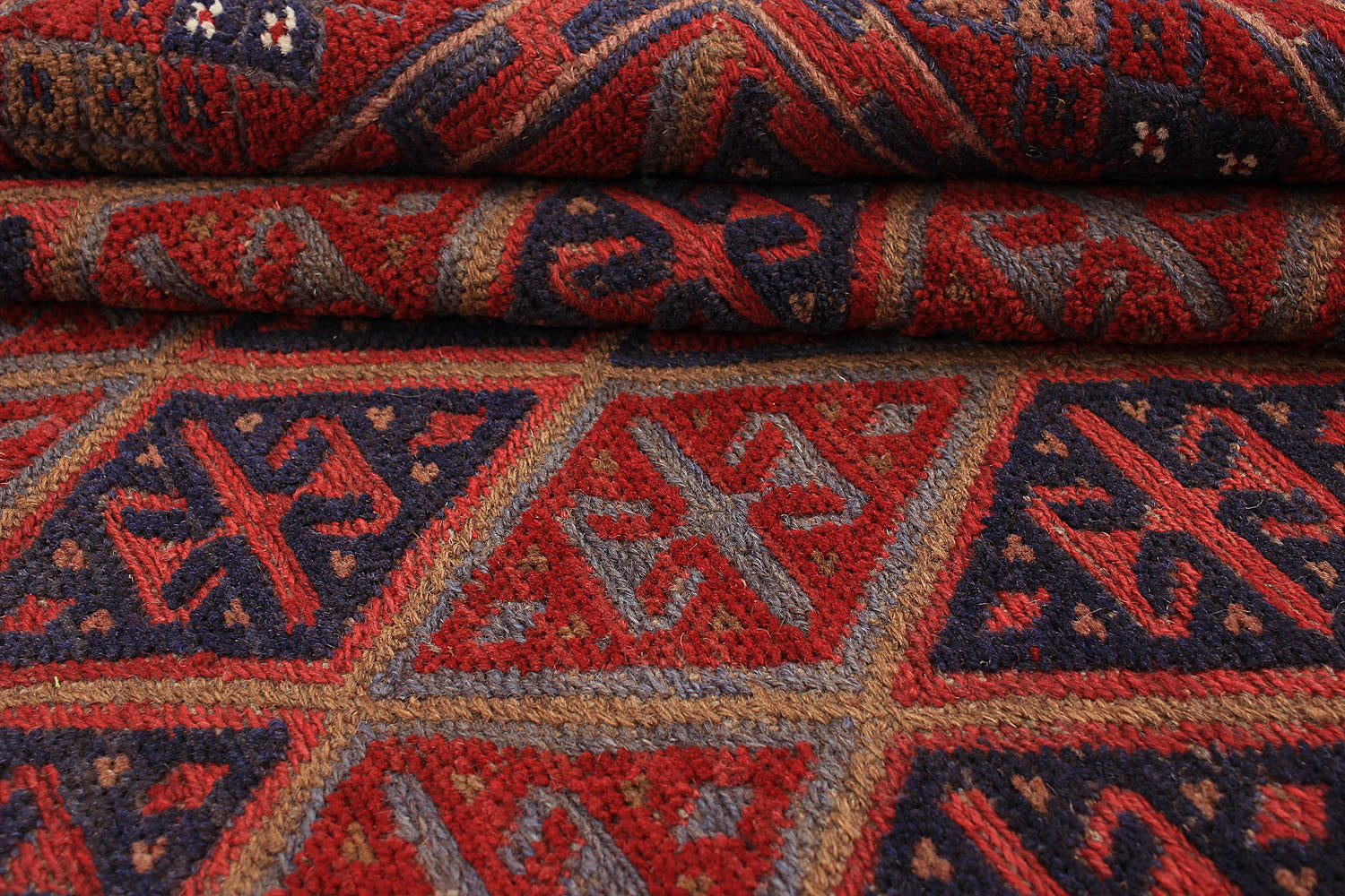 4' x 4'  Red Handmade Mashwani Afghan Rug Square