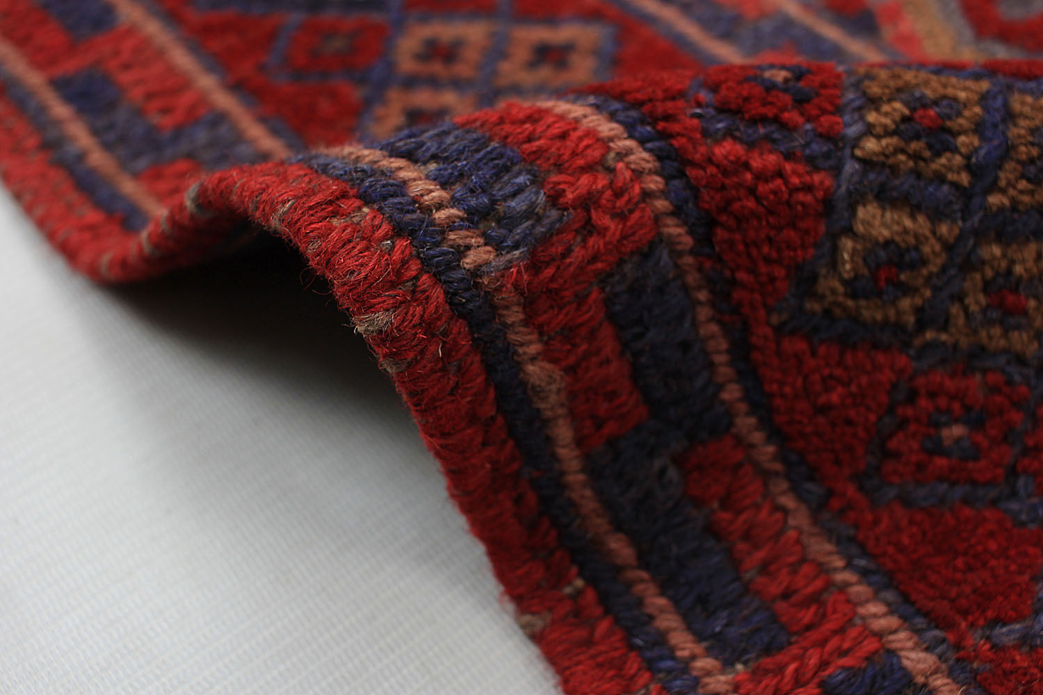 4' x 4'  Red Handmade Mashwani Afghan Rug Square