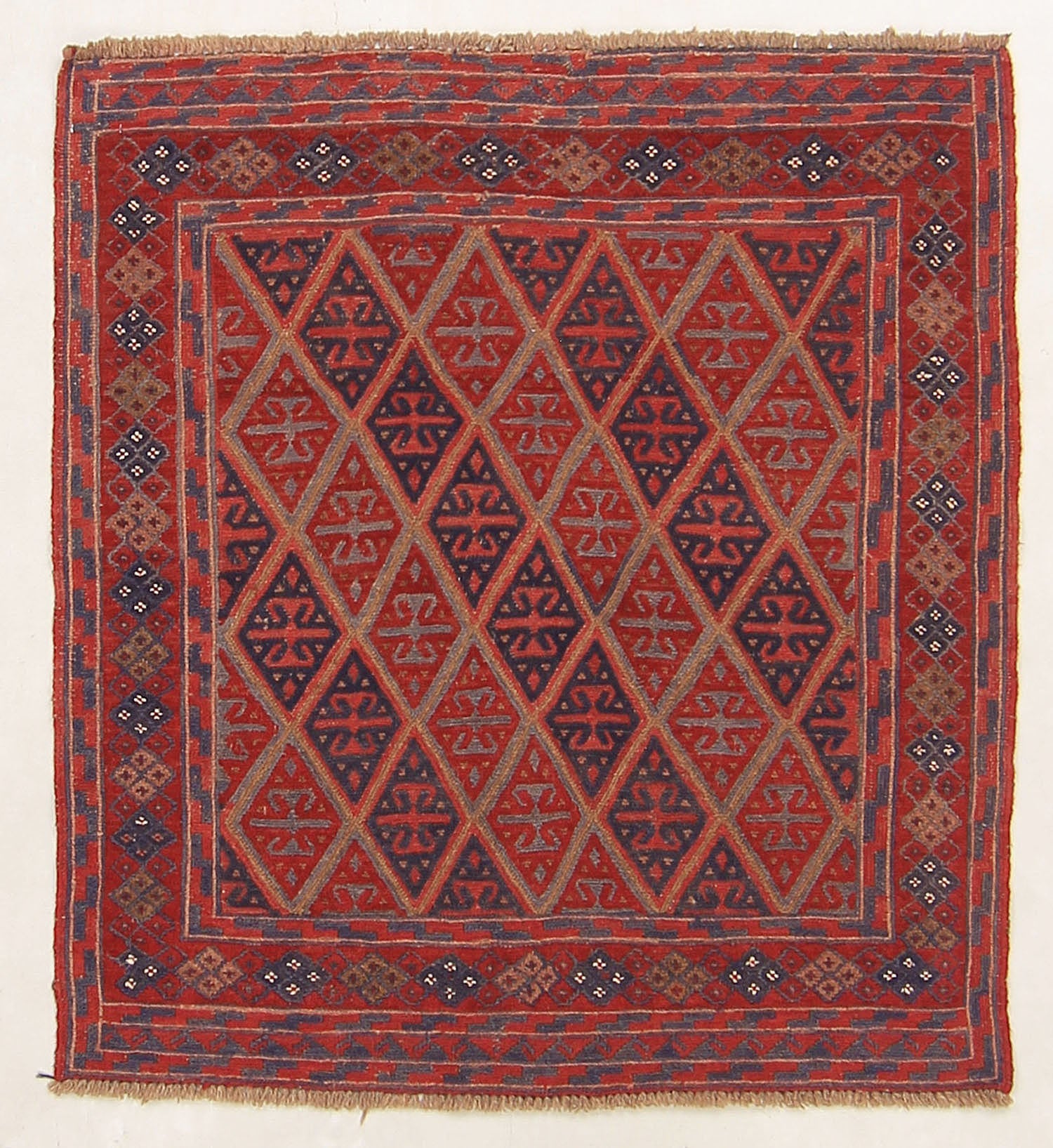 4' x 4'  Red Handmade Mashwani Afghan Rug Square