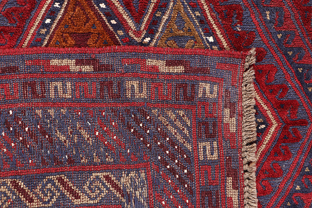 4' x 4'  Red Handmade Mashwani Afghan Rug Square