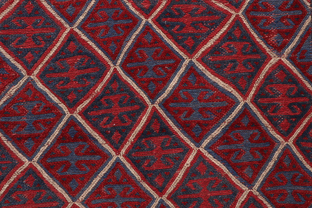 4' x 4'  Red Handmade Mashwani Afghan Rug Square