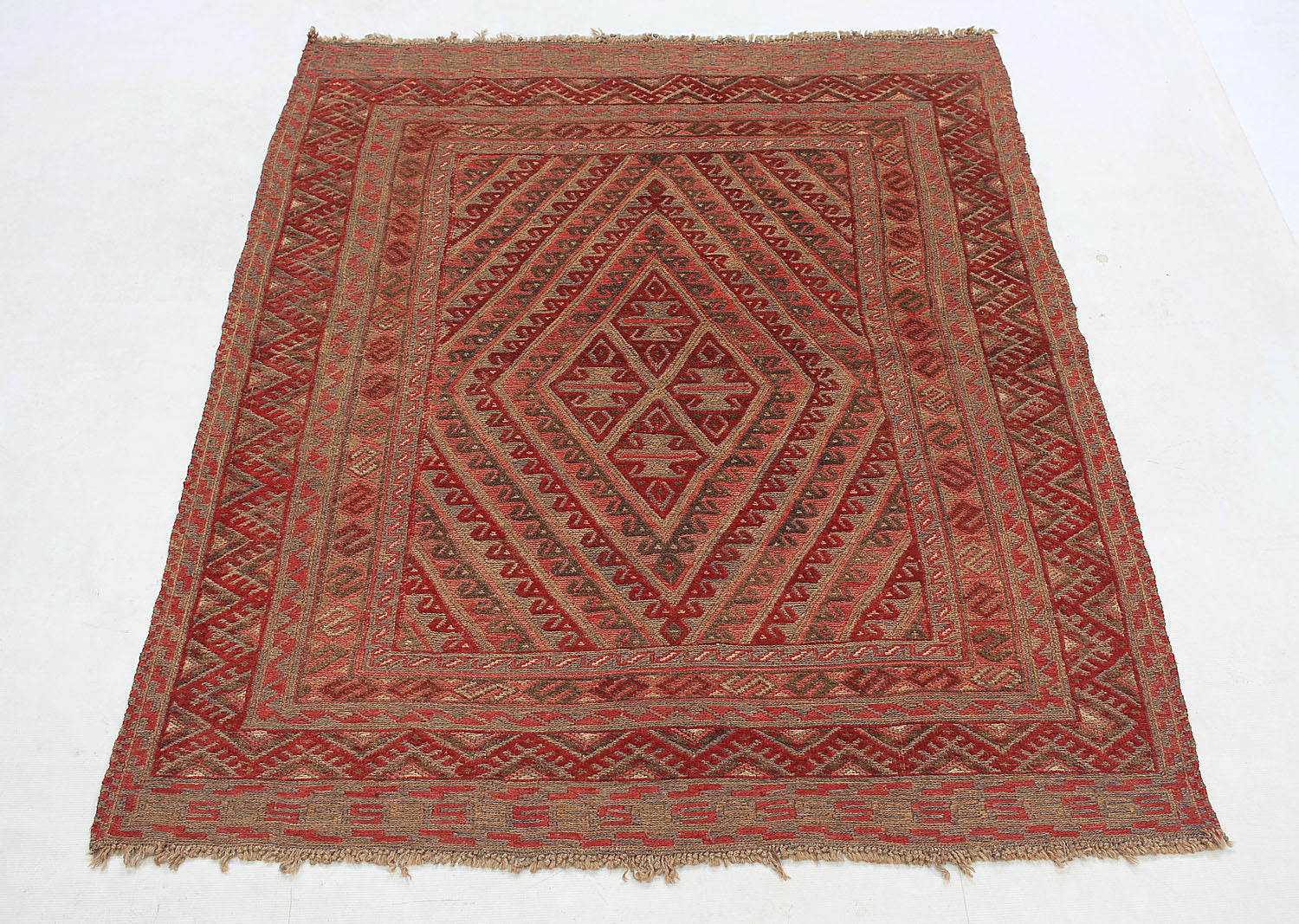 4' 6" x 6' 6  Brown Handmade Mashwani Afghan Rug Rectangular