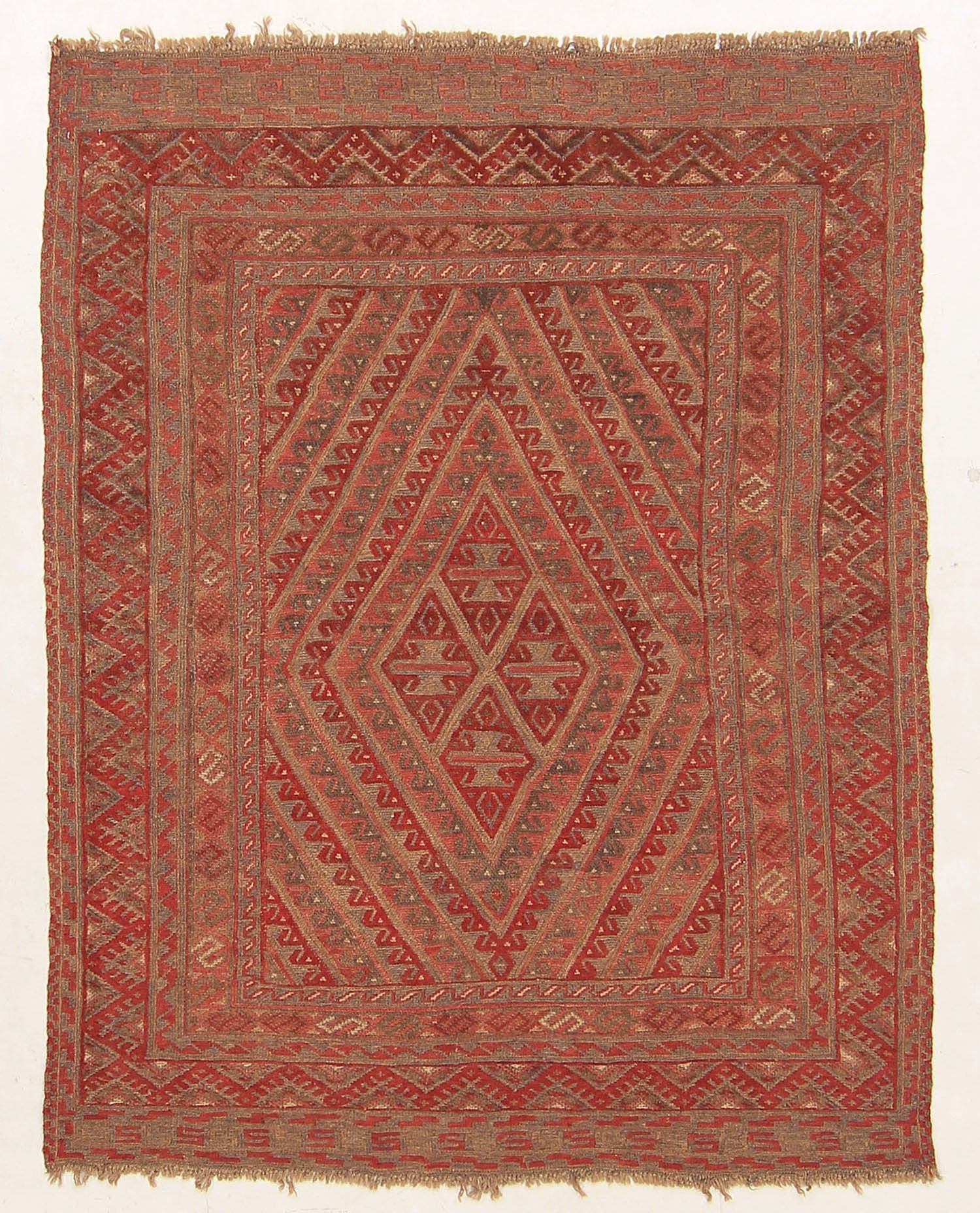 4' 6" x 6' 6  Brown Handmade Mashwani Afghan Rug Rectangular