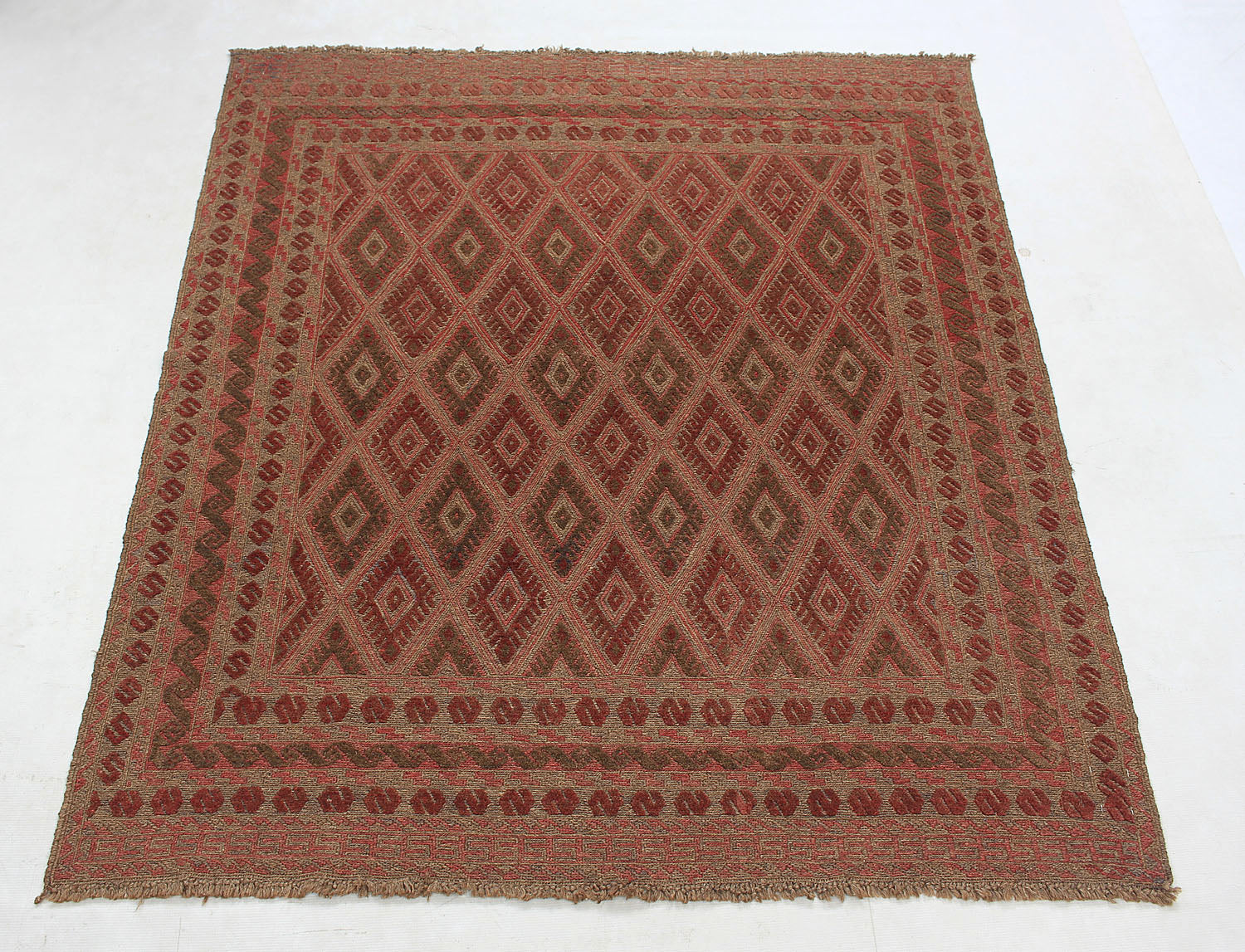 Brown Handmade Mashwani Afghan Rug Rectangular