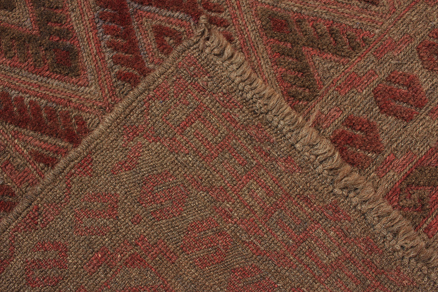 Brown Handmade Mashwani Afghan Rug Rectangular