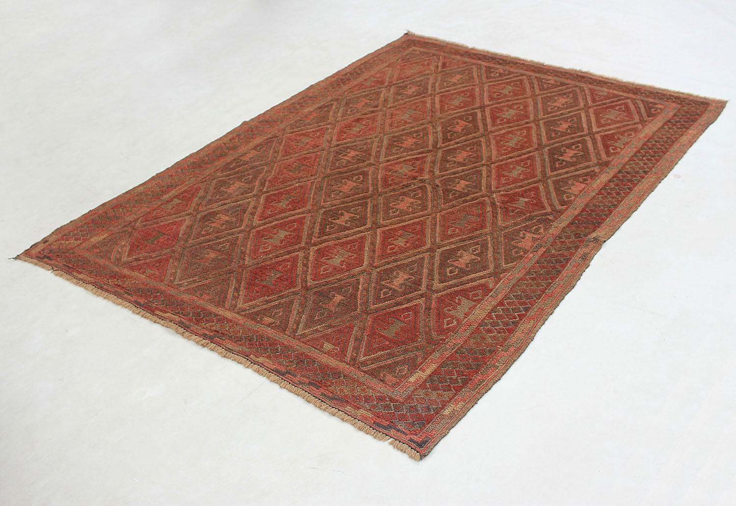 4' 6" x 6' 6  Brown Handmade Mashwani Afghan Rug Rectangular