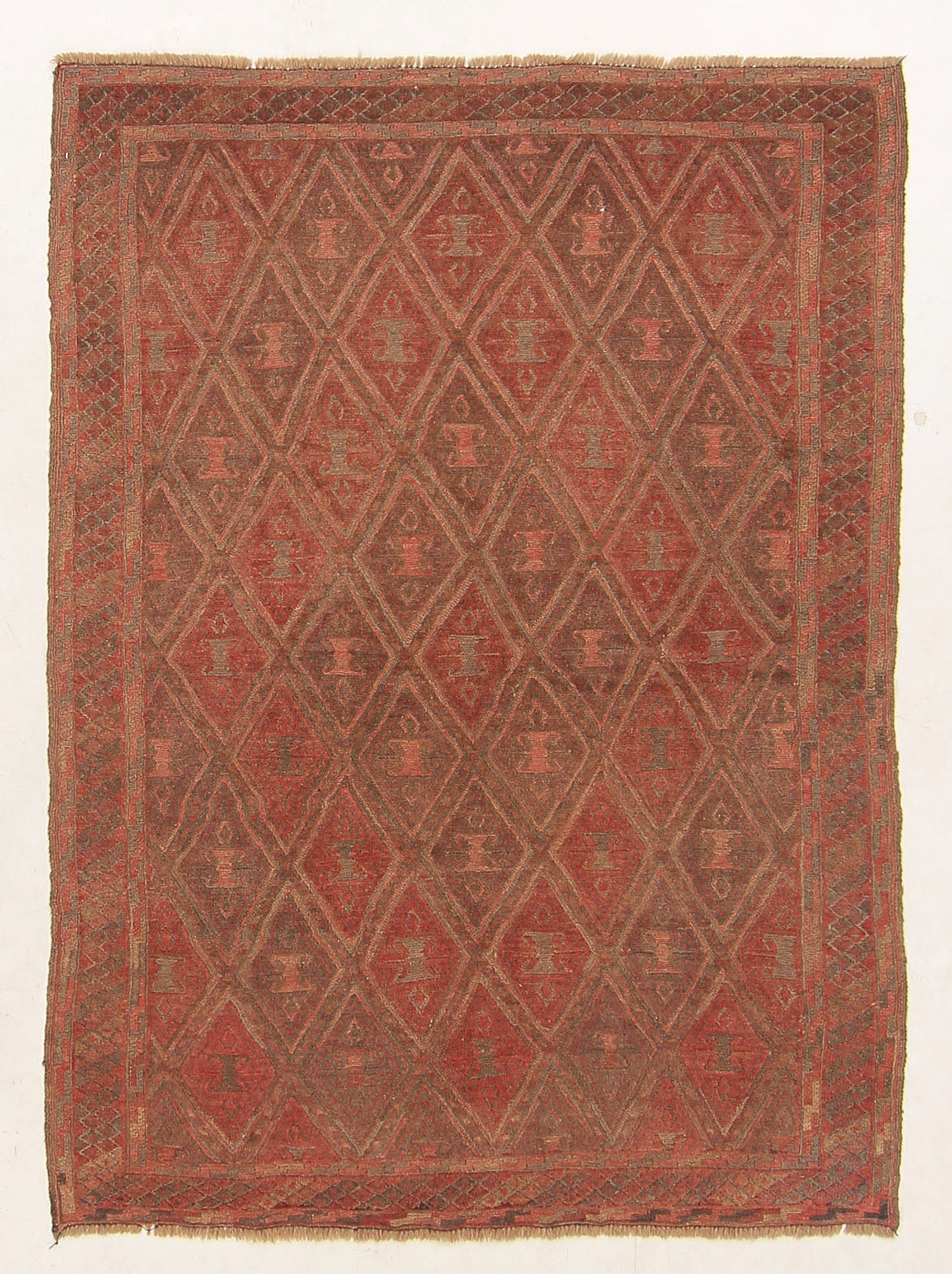 4' 6" x 6' 6  Brown Handmade Mashwani Afghan Rug Rectangular