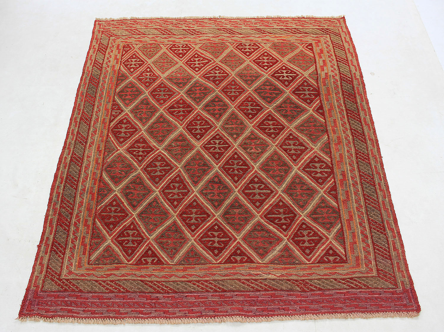 Brown Handmade Mashwani Afghan Rug Rectangular