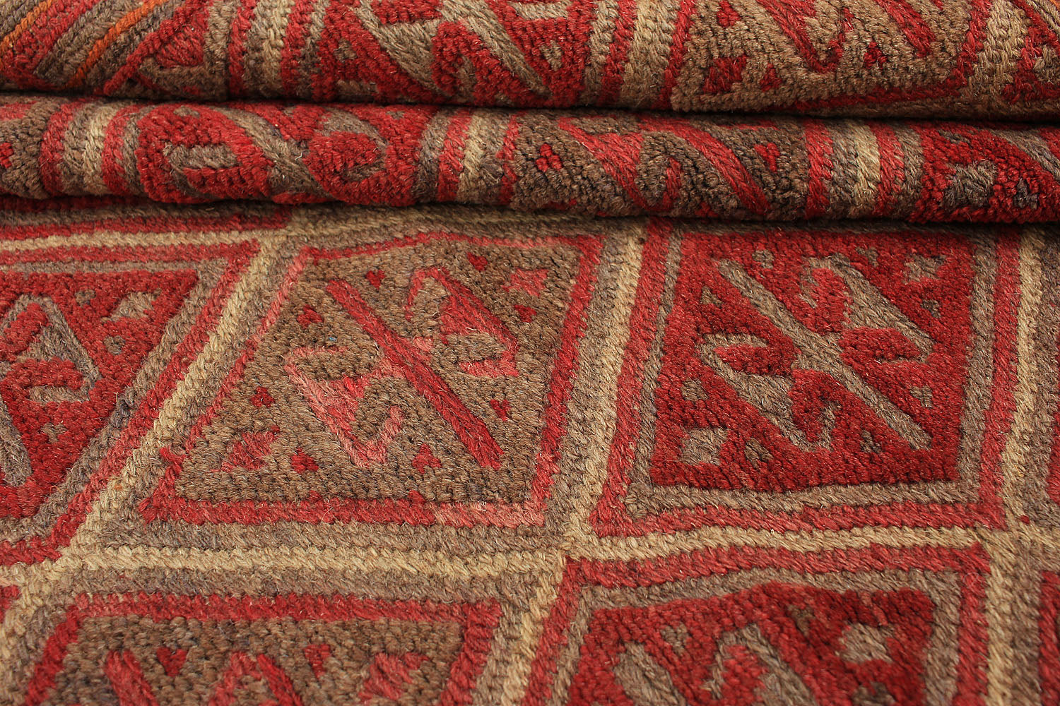 Brown Handmade Mashwani Afghan Rug Rectangular