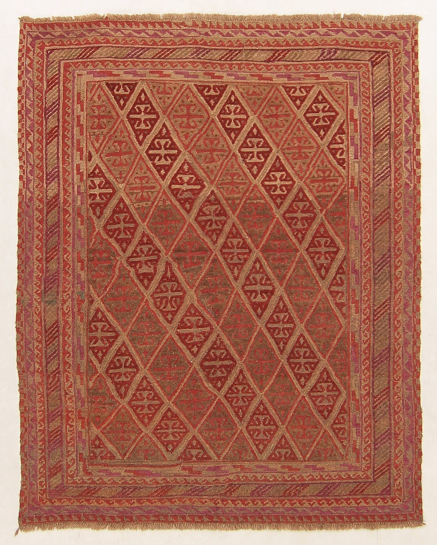 Brown Handmade Mashwani Afghan Rug Rectangular
