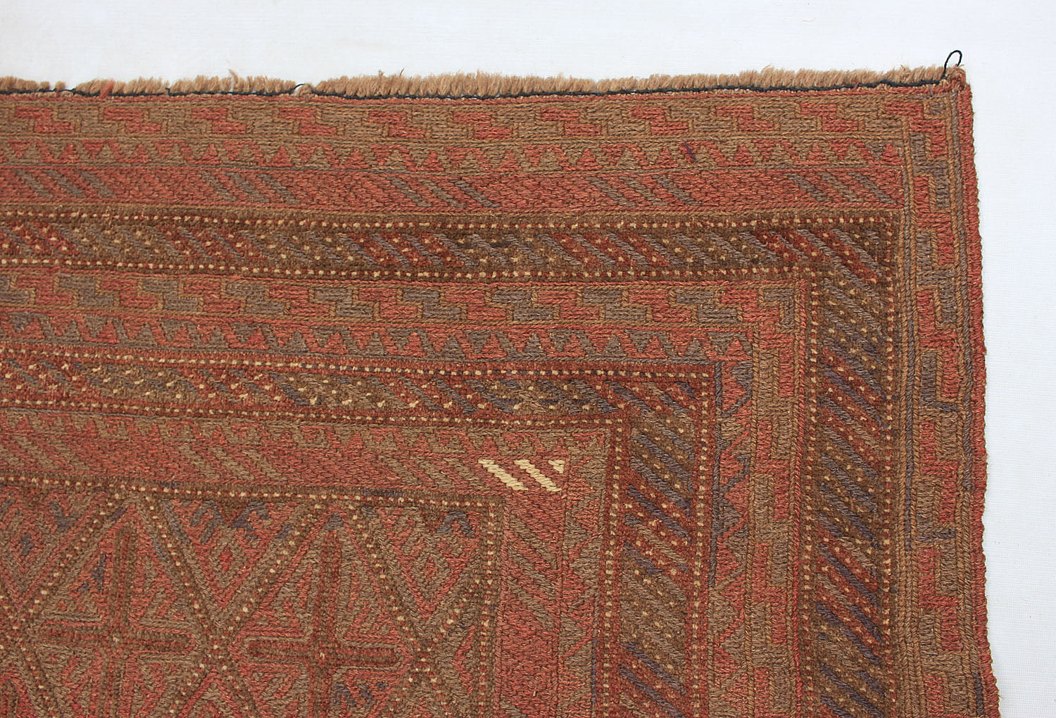 Brown Handmade Mashwani Afghan Rug Rectangular