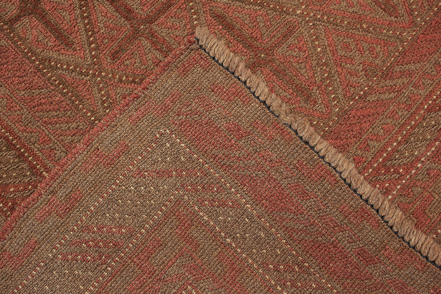 Brown Handmade Mashwani Afghan Rug Rectangular