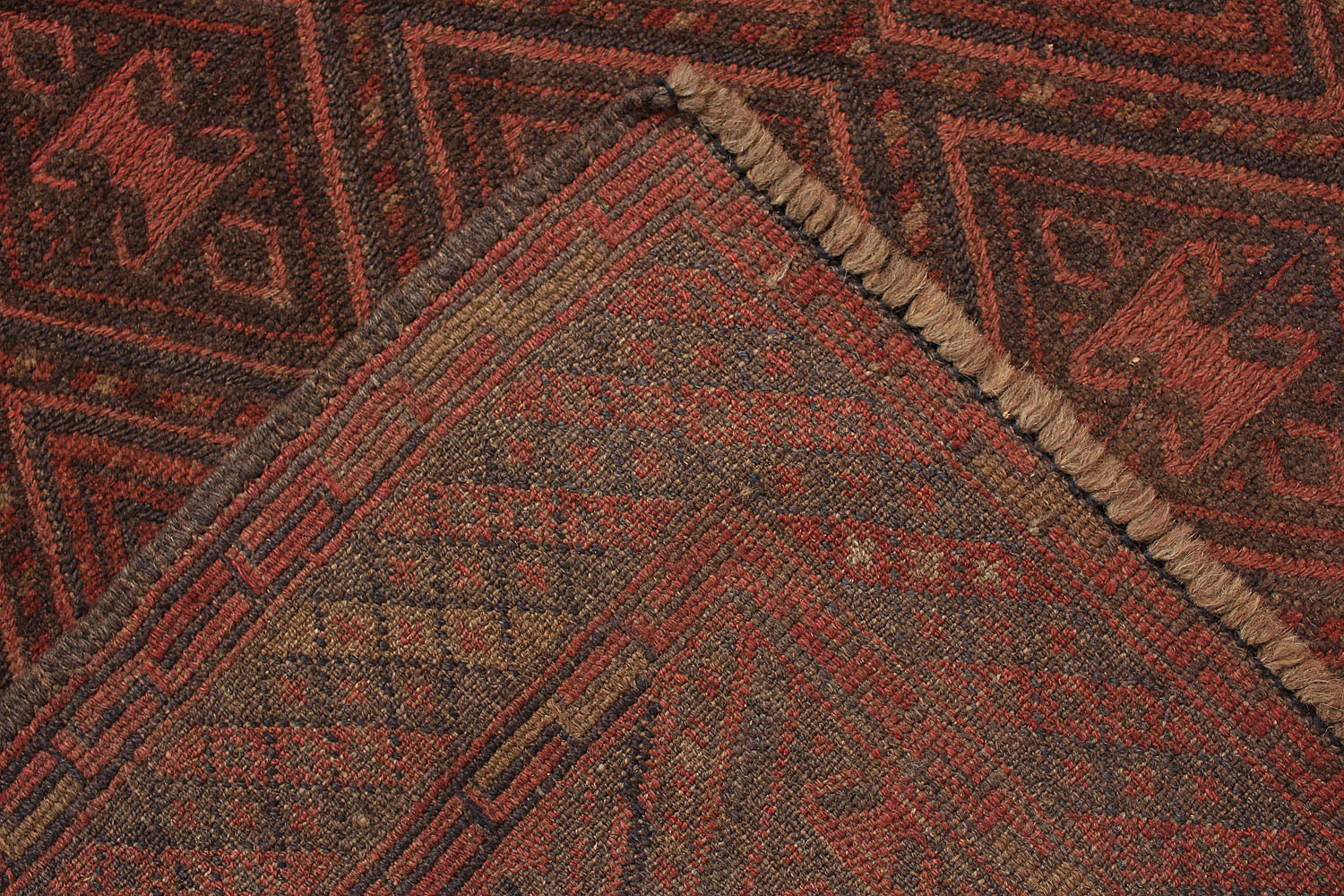 Brown Handmade Mashwani Afghan Rug Rectangular
