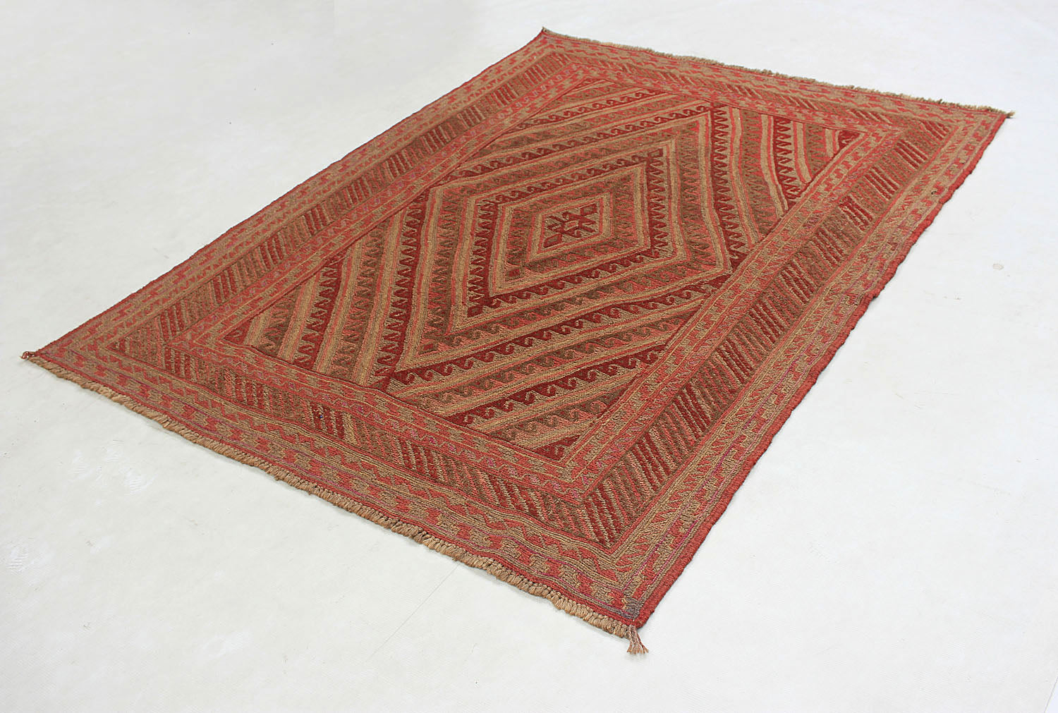 4' 6" x 6' 6  Brown Handmade Mashwani Afghan Rug Rectangular