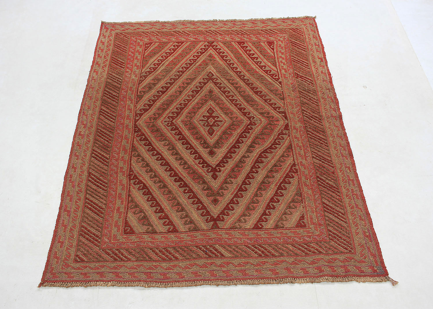 4' 6" x 6' 6  Brown Handmade Mashwani Afghan Rug Rectangular