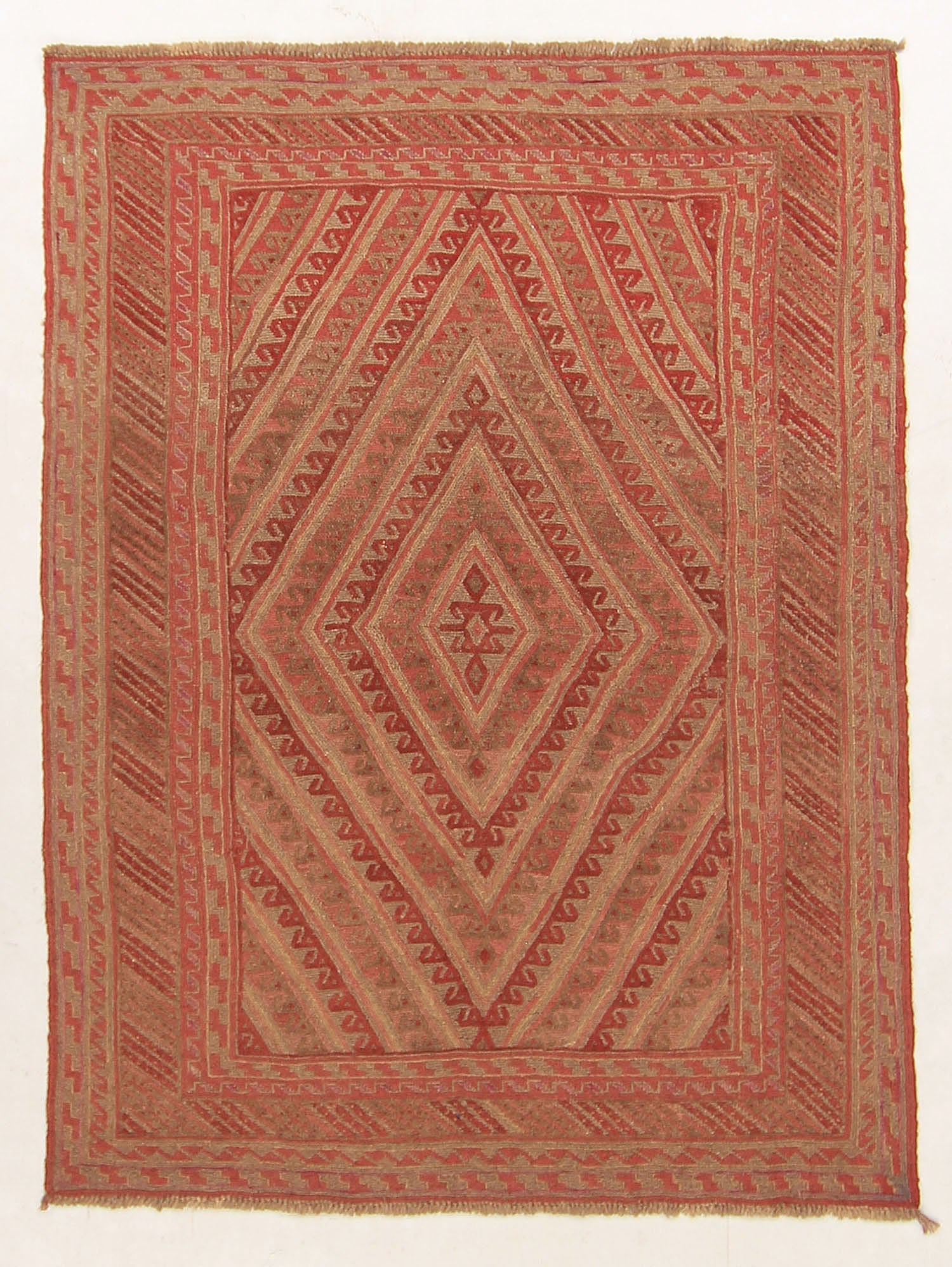 4' 6" x 6' 6  Brown Handmade Mashwani Afghan Rug Rectangular