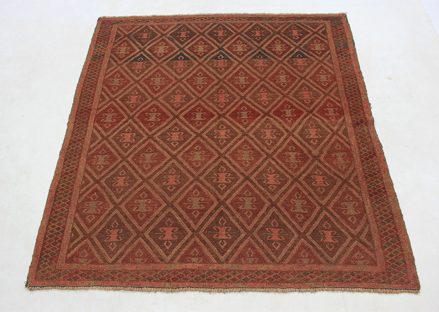 Brown Handmade Mashwani Afghan Rug Rectangular