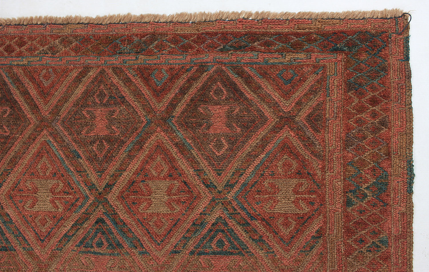 Brown Handmade Mashwani Afghan Rug Rectangular