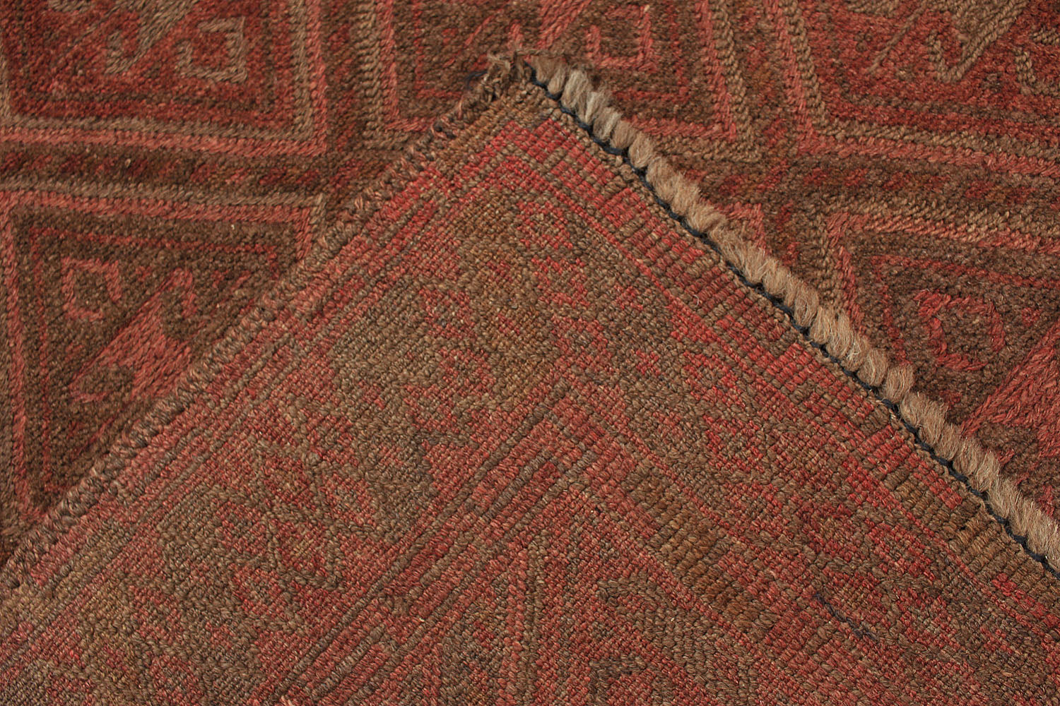 Brown Handmade Mashwani Afghan Rug Rectangular
