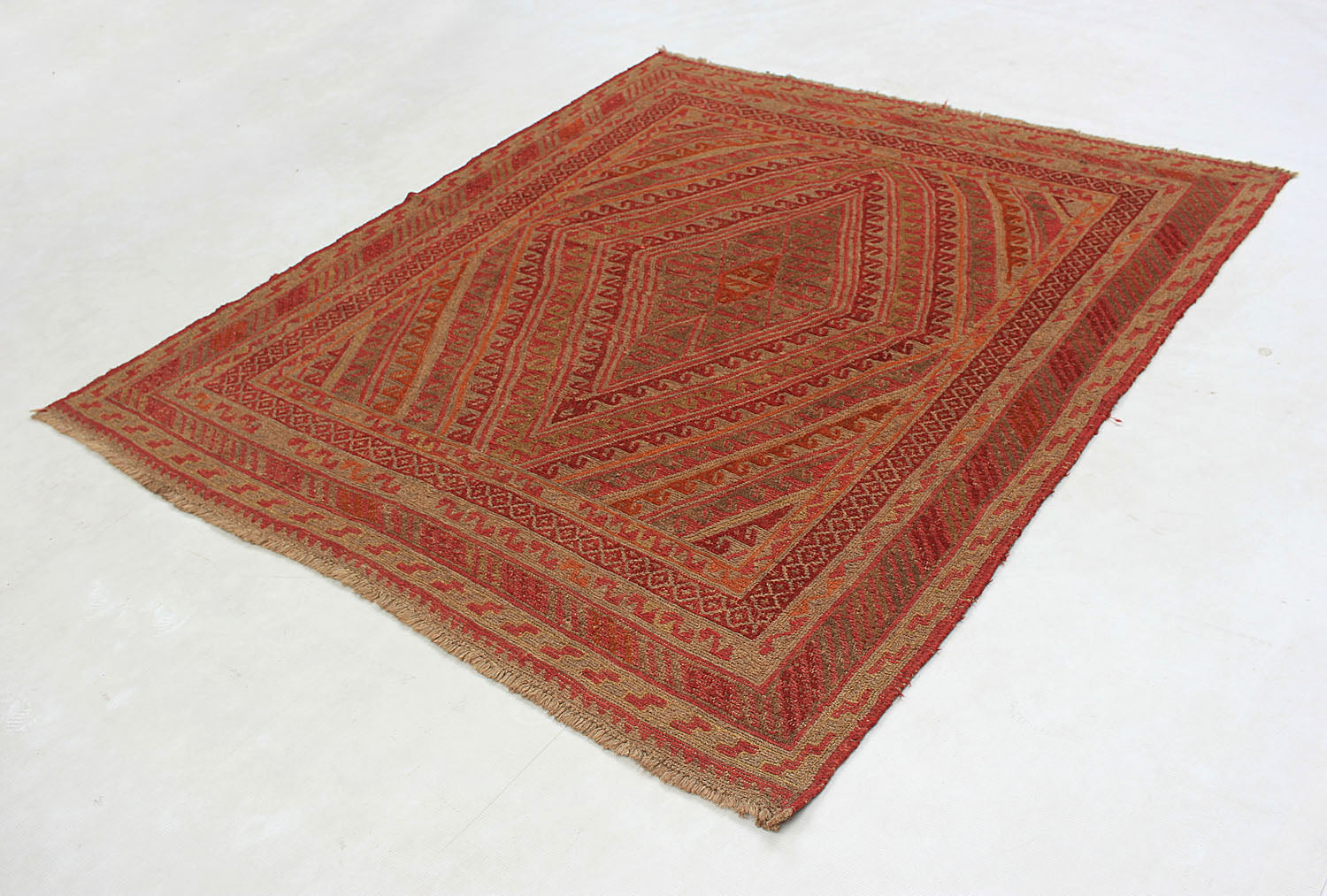 Brown Handmade Mashwani Afghan Rug Rectangular