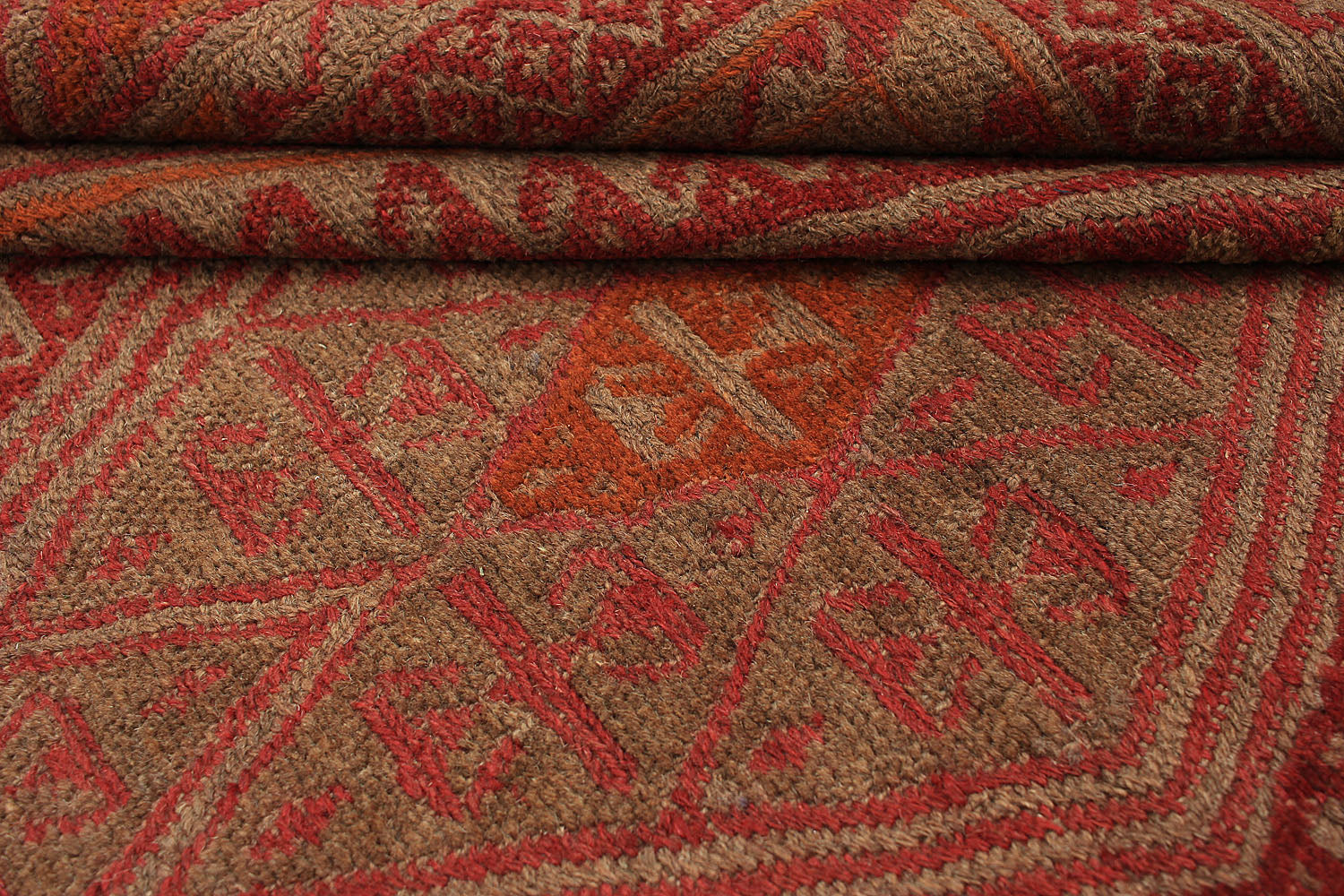Brown Handmade Mashwani Afghan Rug Rectangular