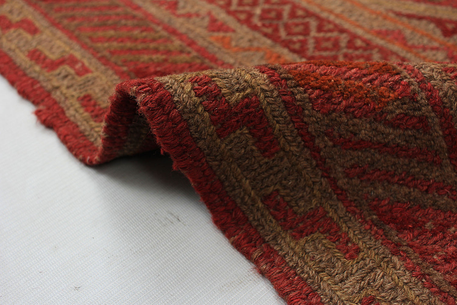 Brown Handmade Mashwani Afghan Rug Rectangular