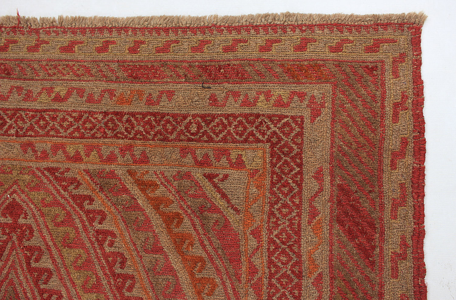 Brown Handmade Mashwani Afghan Rug Rectangular