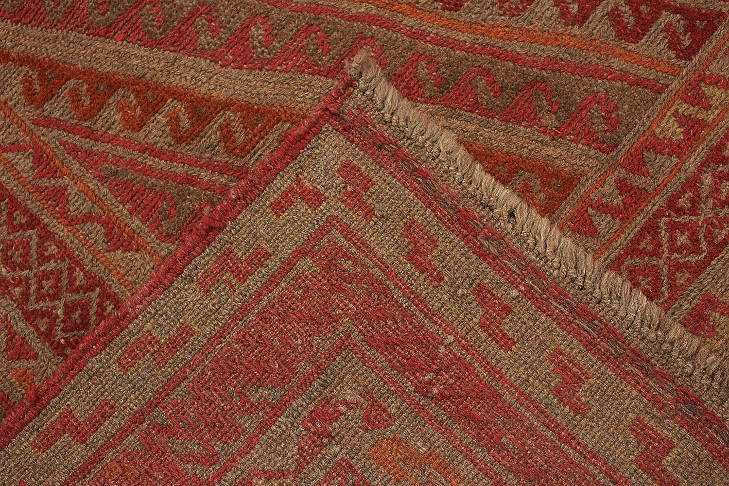Brown Handmade Mashwani Afghan Rug Rectangular
