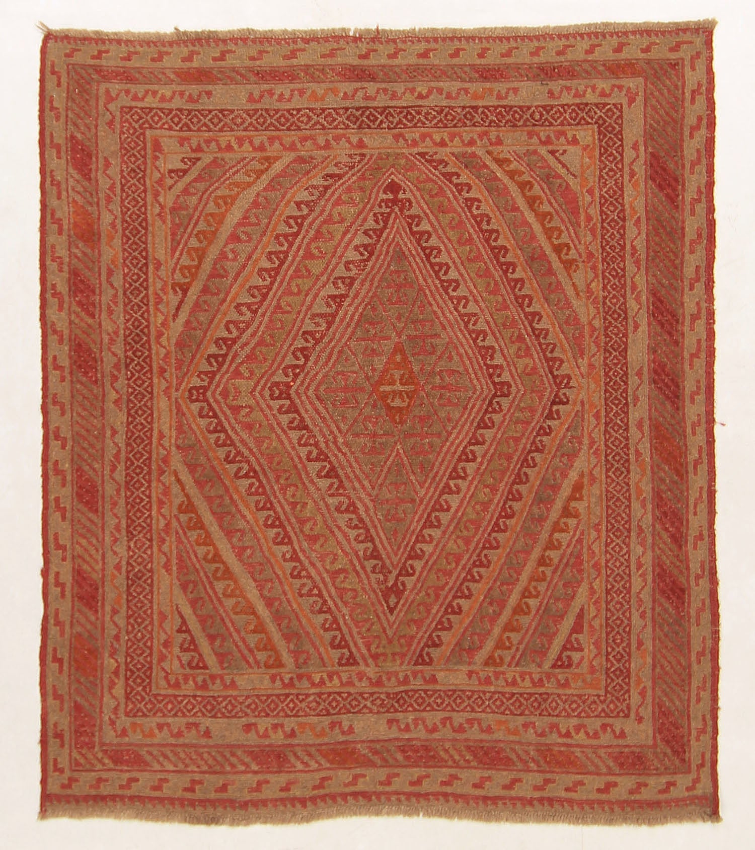 Brown Handmade Mashwani Afghan Rug Rectangular