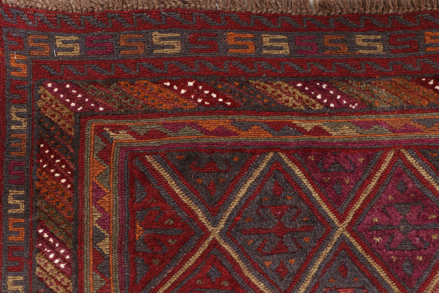 Red Handmade Mashwani Afghan Rug Rectangular