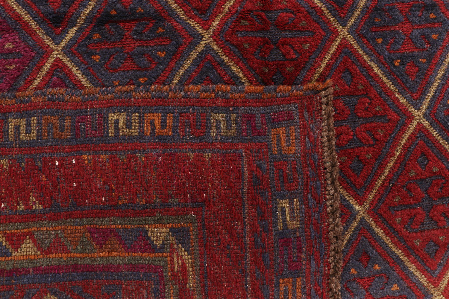 Red Handmade Mashwani Afghan Rug Rectangular