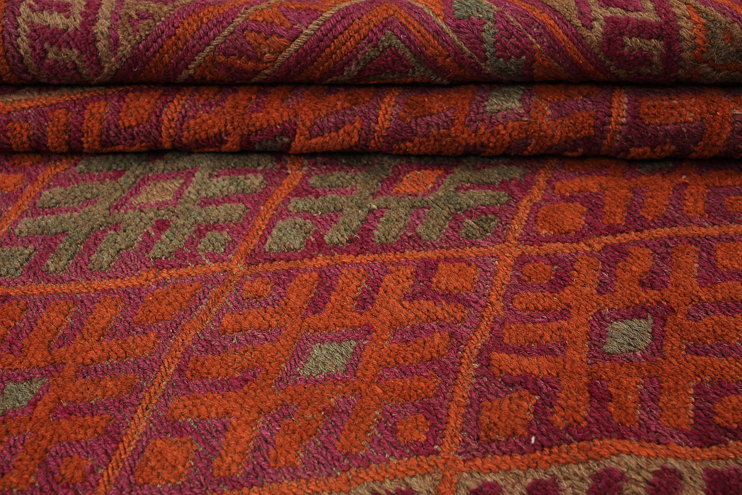 Red Handmade Mashwani Afghan Rug Rectangular