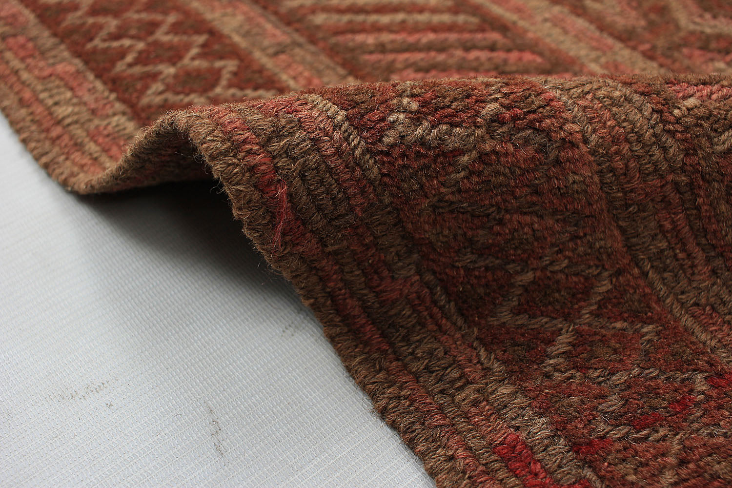 Brown Handmade Mashwani Afghan Rug Rectangular