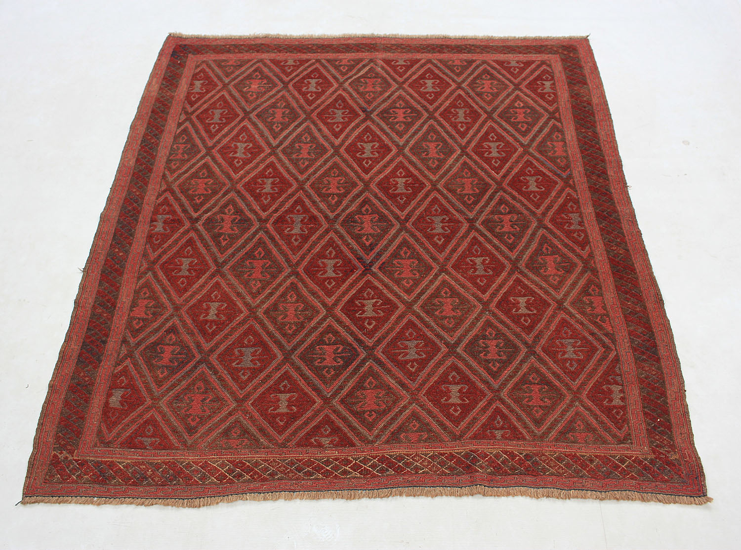 Brown Handmade Mashwani Afghan Rug Rectangular